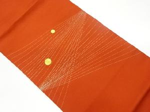 塩瀬金駒刺繍縞に丸模様織出し名古屋帯